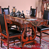 美轮家具工厂店 意大利美式高端餐桌子 实木餐椅子 厨房古典餐台