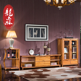 龙森 现代中式实木电视柜 乌金木落地柜 客厅柜视听柜地柜家具