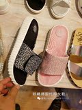 韩国正品代购女鞋2016夏季新款时尚压指按摩低跟凉拖鞋