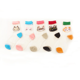 日本原单 5只猫咪趣味软妹玻璃丝袜子透明水晶短袜子 街拍杂志款