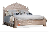 新品 欧式家具 美式法式风格  全松木实木床雕花 做旧复古婚床