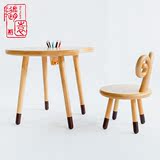 随园 实木儿童桌椅套装 幼儿园餐桌椅卡通小羊学习桌椅写字桌组合