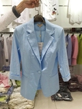 2016春季棉麻Home韩国代购同款一粒扣修身韩版小西装七分袖外套女