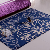 博登现代简约地毯客厅现代家用中式茶几垫蓝色长方形床边地毯卧室