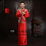 中式结婚喜服唐装汉服古装秀禾服男式结婚礼服红色新郎龙凤褂旗袍