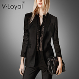 V·Loyal欧美大牌2016春季时尚修身小西装 中长款西装外套 女西服