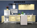 上海厨房亚克力门板定制 石英石 不锈钢台面 一字型 整体橱柜定制
