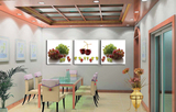 餐厅装饰画现代简约无框画三联画墙壁画挂画沙发背景水果葡萄