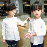 童装女童白衬衫2016春装新款3立领长袖4韩版蕾丝5-6岁宝宝上衣潮