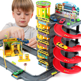 儿童男孩拼装轨道车合金赛车小汽车多层停车场玩具模型玩具轨道
