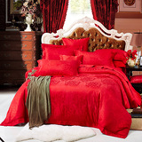 盛宇提花婚庆四件套 大红结婚床品床单式1.5米1.8米喜庆床品正品