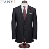 HANY汉尼2016春季新品商务正装条纹羊毛西装男士两粒扣西服套装