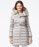 美国专柜正品代购2015新款女装冬装DKNY毛领中长款羽绒服 4色