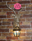 奢华复古美式乡村田园餐厅 鹿角壁灯 纯铜焊锡灯罩工程壁灯床头灯