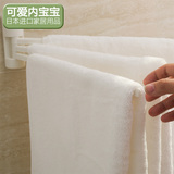 日本创意浴室毛巾挂三杆强力挂杆卫生间免打孔毛巾架无痕挂架