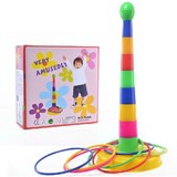 儿童益智玩具亲子投掷圈运动七彩虹塔快乐套圈圈1-2-3岁宝宝游戏