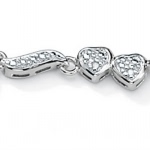 钻石、925银镀铂金心相连女士爱心脚链美国代购美国直邮jw48430