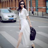2016春装新款女装韩国长款修身显瘦性感雪纺连衣裙气质长裙夏季仙