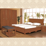 全实木床 橡木床 1.8米双人床 1.5米中式床 简约现代家具高箱储物
