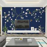 无缝大型壁画 定制电视沙发背景墙墙纸中式国画手绘花鸟壁纸墙布