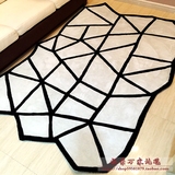 现代简约黑白个性异形边框设计地毯可定制客厅茶几卧室书房阳台垫