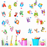 儿童幼儿园宝宝学习认字二十六个英文卡通动物字母卡通墙贴纸贴画