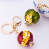 韩国版创意礼品猫眼石精美石榴汽车钥匙扣女包包挂件钥匙链小饰品