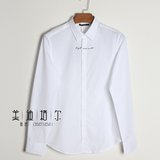 Amazing Prase原创男装刺绣白衬衫打底衫修身100%全棉B1CA51624
