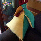 蒸汽精灵公鸡绿色卡通手工抱枕女生办公室腰垫创意生日礼物包邮