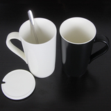 700ml简约 黑白亚光盎司创意水杯早餐杯骨质杯超大容量陶瓷马克杯