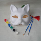 DIY纸面具白胚猫脸脸谱化妆舞会面具万圣节纸浆特价包邮儿童节