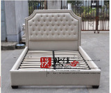 上海宜家布艺软包床美式乡村铆钉拉点床高靠背双人床儿童床可储物