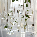 zakka灯工玻璃水培透明花瓶 家居装饰墙壁吊挂花瓶 创意花器 特价