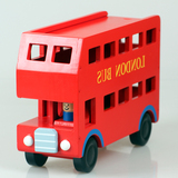 伦敦巴士儿童木制玩具车益智汽车模型运输公交车大红双层伦敦巴士