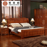 实木床1.8米双人床 现代中式橡木床1.5米储物高箱床 婚床 特价