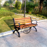铸铁公园休闲椅 户外景观座椅 成品园林坐凳  防腐木室外长椅长凳