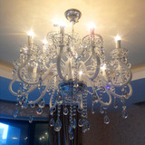 欧式水晶吊灯 现代简约客厅吊灯卧室灯餐厅灯饰 白色蜡烛水晶灯具