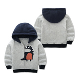 男童加厚卫衣 2015冬季儿童开衫连帽加绒外套2-4-5岁宝宝韩版童装
