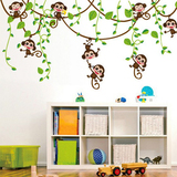 包邮猴攀树儿童房幼儿园卧室客厅装饰墙贴橱窗卡通贴画田园壁纸贴