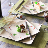 西餐盘子平盘牛排盘套装 10寸家用创意欧式陶瓷餐具方形水果大盘