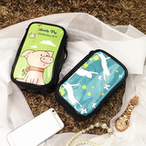 韩国可爱通卡通小猪猫咪亮漆皮立体方形手提化妆包出差旅行洗漱包