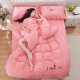 水洗棉四件套韩版简约日式天竺棉纯色被套床单床上用品1.5米1.8m