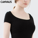 CANVAUS夏装半袖新款莫代尔短袖女t恤纯色上衣体恤衫 K222B