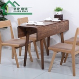 简易纯实木餐桌白橡木小餐桌子北欧式饭桌家用可伸缩折叠特价组装