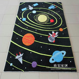 促销儿童房间卡通太空宇宙飞船地球卧室客厅床边床尾火箭卫星地毯