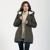 冬装新款韩版大毛领棉衣外套女士修身中长款加厚棉袄大衣工装棉服