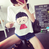 2016夏季韩版新款卡通大码宽松短袖学生闺蜜装套头t恤女打底衫潮