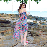 2015波西米亚泰国度假女连衣裙印花吊带裙气质沙滩裙海边大摆长裙