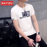 夏季韩版潮流青年短袖T恤男士日系学生圆领半袖卡通印花打底衫男
