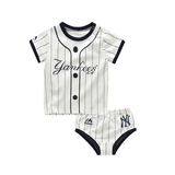 纯棉婴儿衣服0-1岁男宝宝夏装男童夏季套装棒球服婴幼儿套装外服